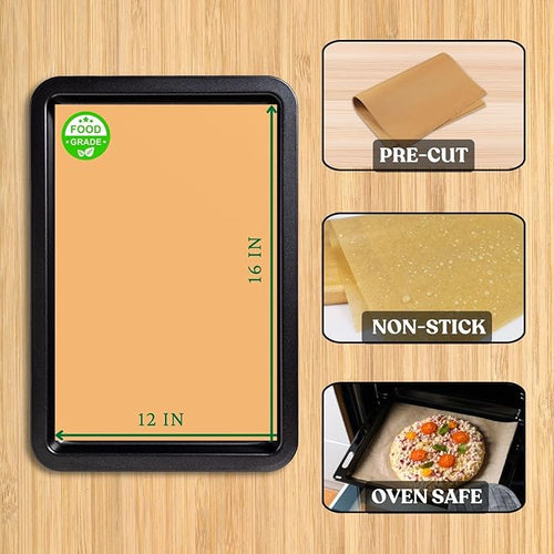 100 Pcs Unbleached Parchment Paper Baking Sheets, 12x16 Inches Non-Stick Precut Baking Parchment, Perfect for Baking Grilling Air Fryer Steaming Bread Cup Cake Cookie