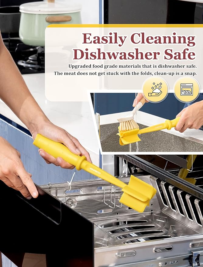 5-Curve Blade Meat Masher for Ground Beef, Heat Resistant Hamburger Chopper, Non-Stick Mix and Chop Kitchen Tool