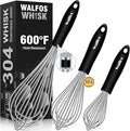 Stainless Steel Wire Whisk Set - 3 Packs Balloon Whisk, Thick Wire Wisk ＆ Strong Handles, Egg Frother for Cooking, Blending, Whisking, Beating and Stirring (7"+9"+11")