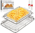 Air Fryer Basket, 2 Set Air Fryer Pans and Tray for Oven with 60 PCS Parchment Papers, DEGOVIN Non-stick Stainless Steel Oven Air Fryer Basket and Tray-18.8" x 12.8"Extra Large &15.7" x 11.6"Large
