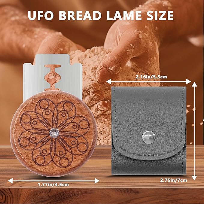 UFO Bread Lame Cutter for Homemade Sourdough,Bread Scorer Tool for Sourdough with 5 Blades and Storage Cover,Slashing Tool Bread Cutting Knife for Artisan Bread and Baguette Makers,Circle