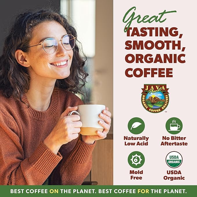 Low Acid Organic Coffee – Whole Bean, Mold-Free & Stomach Friendly by Java Planet, Ethiopian Single Origin Coffee, Medium Roast, Smooth Full Flavored, 1LB Bag