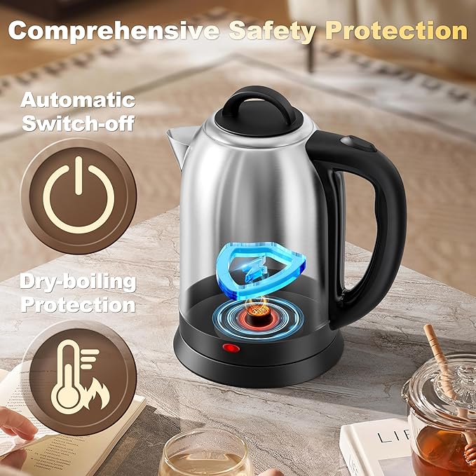 Topwit 2.5L Large Electric Kettle, BPA Free Stainless Steel Water Boiler & Heater, Fast Boil Electric Tea Kettle, Hot Water Kettle Electric with Auto Shut-Off & Boil-Dry Protection for Family