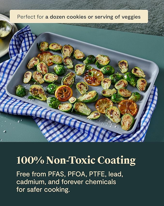 Caraway Non-Stick Ceramic Baking Sheet - Naturally Slick Ceramic Coating - Non-Toxic, PTFE & PFOA Free - Perfect for Baking, Roasting, and More - Medium (15" x 10") - Slate