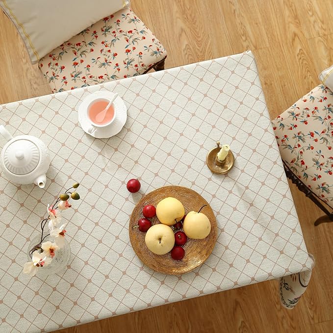 ISAENNE Designer Vintage Linen Floral Tablecloth Rectangular,Fall Colorful Modern Table Cloth,Anti-Wrinkle Decor Tablecloths for Dining Thanksgiving Kitchen Christmas,55"*87"-Bertina E