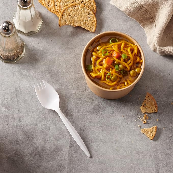 1,000 Plastic Disposable Sporks Bulk White Medium Weight Disposable Silverware Plastic Cutlery Spork