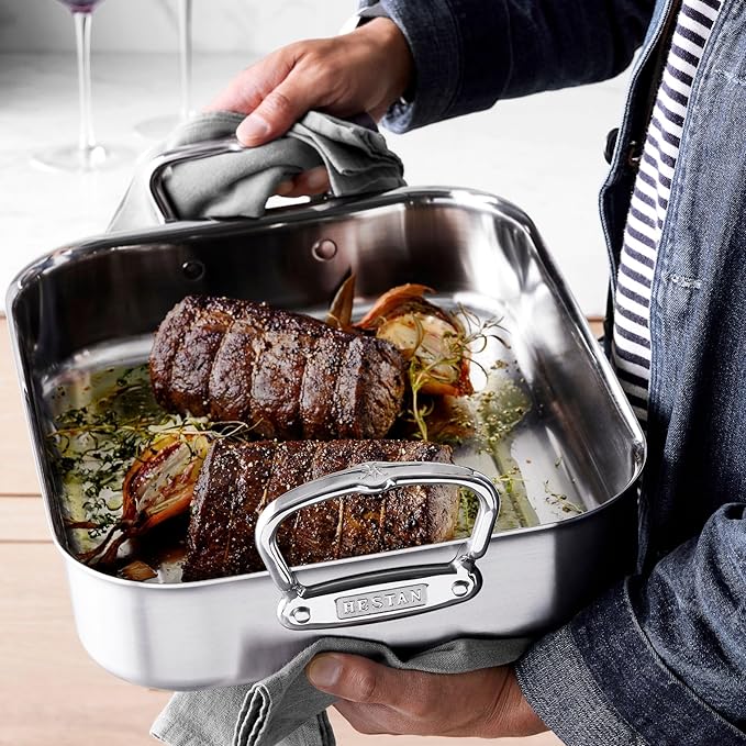 Hestan Provisions – 14.5" Classic Clad Roaster with Stainless Steel Rack