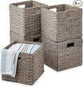 Best Choice Products 12x12in Pack of 5 Cube Storage Baskets, Water Hyacinth Multipurpose Collapsible Organizers, Handwoven Laundry Totes for Laundry, Living Room, Kids Room & Nursery - Gray