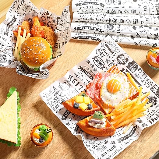 1800 Pcs 12 x 12 Inch Deli Wax Paper Sheets Grease Resistant Tray Basket Liners Newsprint Paper Water and Grease Proof Sandwich Wrapping Square Hot Dog Wrappers for Food Baking (White)