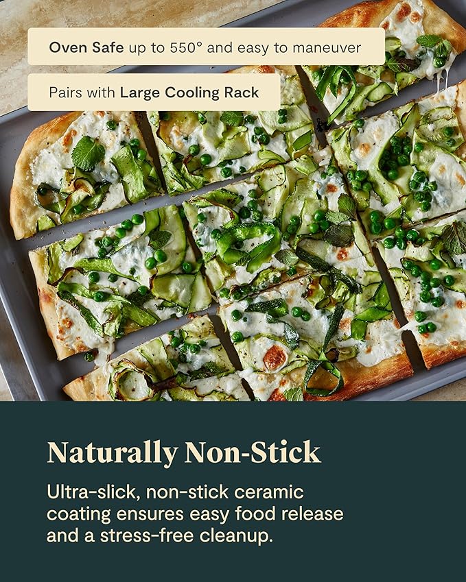Caraway Non-Stick Ceramic Baking Sheet - Naturally Slick Ceramic Coating - Non-Toxic, PTFE & PFOA Free - Perfect for Baking, Roasting, and More - Large (18" x 13") - Black