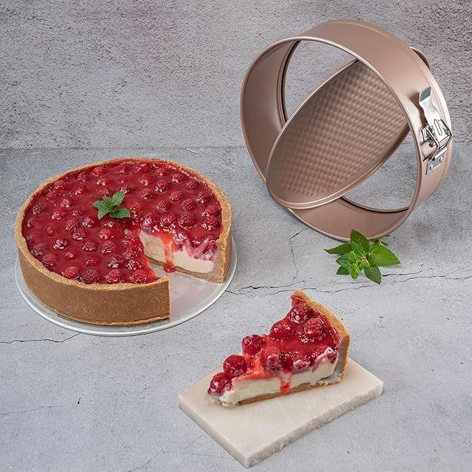 HAPPIELS Nonstick 8 Inch Springform Cheesecake Pan | PFOA & BPA Free Non Toxic Spring Form Cake Mold | Best Nontoxic Non Stick Springform Pans for Baking | Leakproof Cake Tin