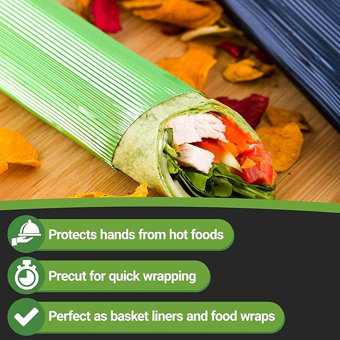 Restaurantware 12" x 12" Rippled Aluminum Foil Food Wrap and Fry Basket Liner: Perfect for Restaurant Take Out Bakeries and Food Trucks - Green Foil Sandwich Wraps - 500-CT