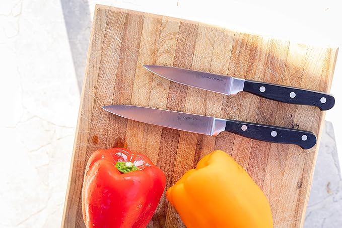DURA LIVING 2-Piece Premium Kitchen Knife Set - Ultra-Sharp 5" Utility Knife & 3.5" Paring Knife, High Carbon Stainless Steel, Forged for Precision, Multipurpose Cooking Knives with Ergonomic Handles