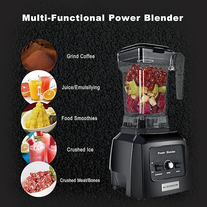 Professional 1300W Quiet Blender - 32oz BPA-Free Tritan Pitcher, Ice Crushing & Frozen Smoothie Maker for Shakes, Milk, Nut Butter, Dishwasher Safe