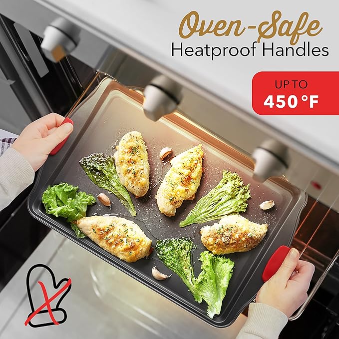 Baking Pan Set, 15 Piece Premium Baking Set, Nonstick Bakeware Sets BPA Free, Cookie Sheets for Baking Nonstick Set, Steel Baking Sheets for Oven with Muffin Pan, Cake Pan & Black Kitchen Utensils