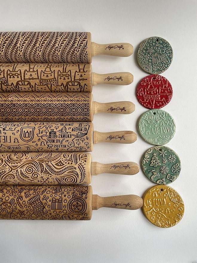STAR ROLLING PIN WOODEN EMBOSSING ROLLING PIN for homemade cookies