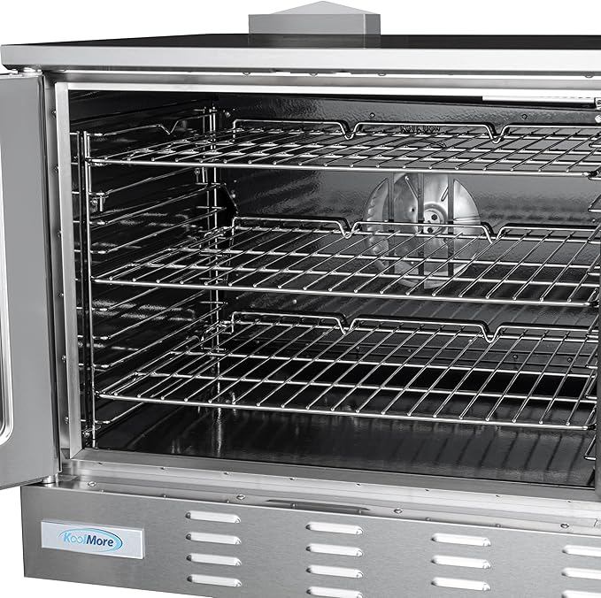KoolMore 38 in. Full-Size Double Commercial Liquid Propane Convection Oven 108,000 BTU With Stacking And Casters in Stainless-Steel (KM-DCCO54-LPC)