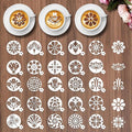Mandala Flower Coffee Stencils - 25 Pcs Stencils for Cookies Sourdough Bread Decor, Reuable Template for Crafts Floral Design