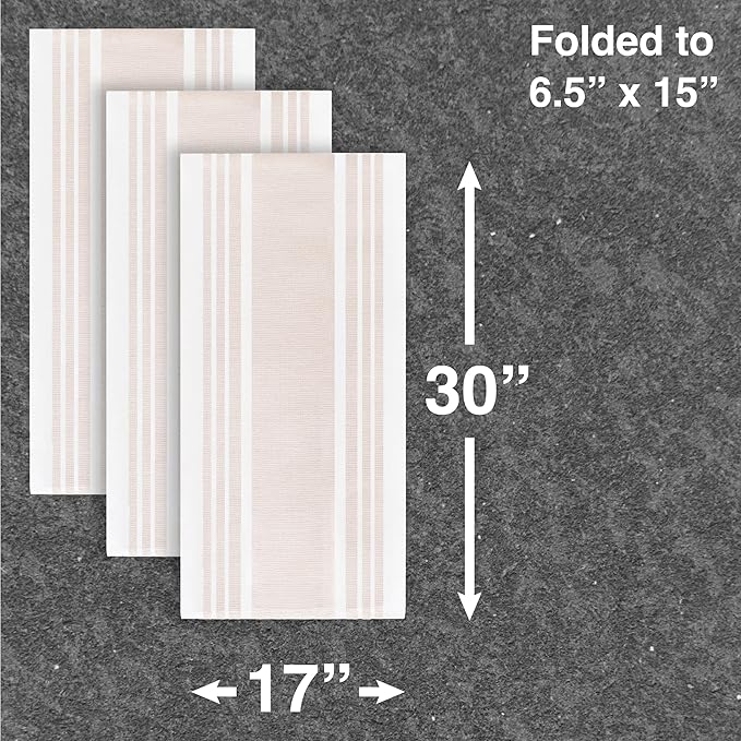 All-Clad Dual-Purpose Kitchen Towels: Highly Absorbent - 100% Cotton, 17"x30" Dish Towels for Cleaning & Drying Dishes & Glassware, 3-Pack, Almond