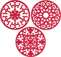 GASARÉ, Extra Large, Thick, 10" Silicone Trivets for Hot Dishes, Pots, and Pans, Hot Pads for Countertops, Flexible, Dishwasher Safe, 10 x ¼ Inches, Set of 3, Red
