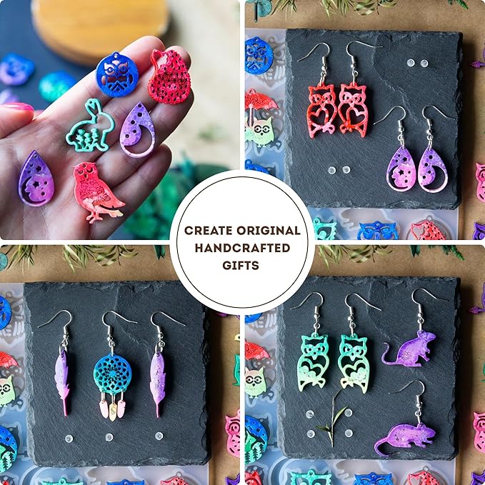 Keychain Resin Molds Silicone with Hole, Owl UV Resin Jewelry Mold, Epoxy Resin Molds for Keychain Pendant Jewelry Making Molds for Epoxy Resin Earring Mold, Earrings, Necklace