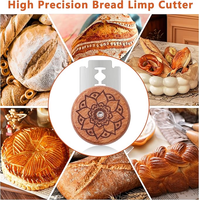 UFO Bread Lame Cutter for Homemade Sourdough,Bread Scorer Tool for Sourdough with 5 Blades and Storage Cover,Slashing Tool Bread Cutting Knife for Artisan Bread and Makers (Lotus-red)