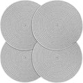 Billbotk Round Woven Placemats Set of 4, 13 Inches Table Place Mats for Dining Table, Hot Pads for Kitchen, Trivets for Hot Dishes, Pots and Pans,Tabletop Accessories(LightGray) ﻿