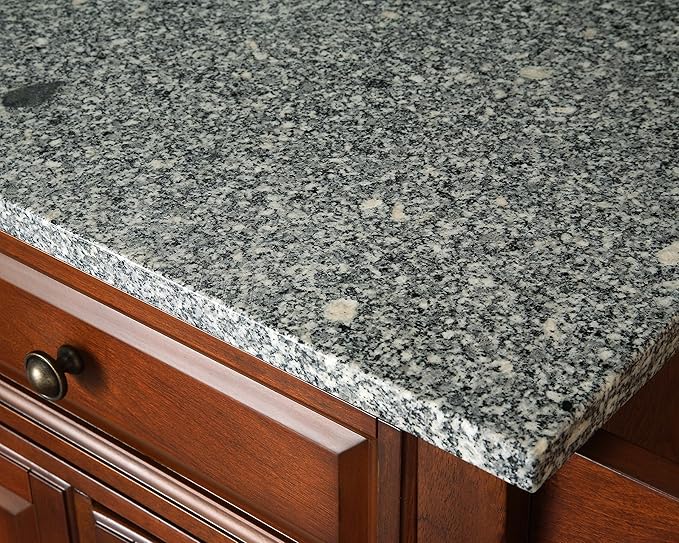 Crosley Furniture Alexandria Granite Top Rolling Kitchen Island Storage Cart, Microwave Stand, Spice Rack, White