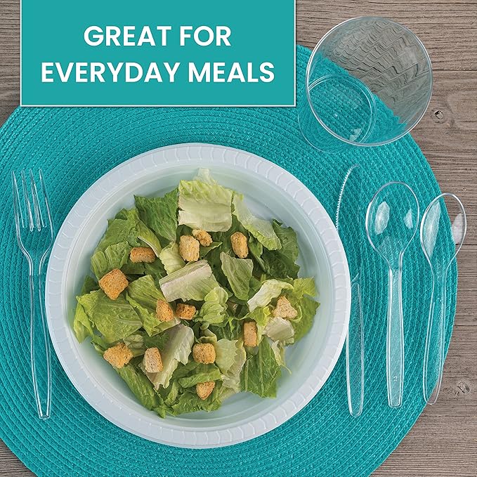PLASTICPRO 6'' inch Round Plastic Plates Microwaveable, Disposable, White, Dinnerware 400 Count