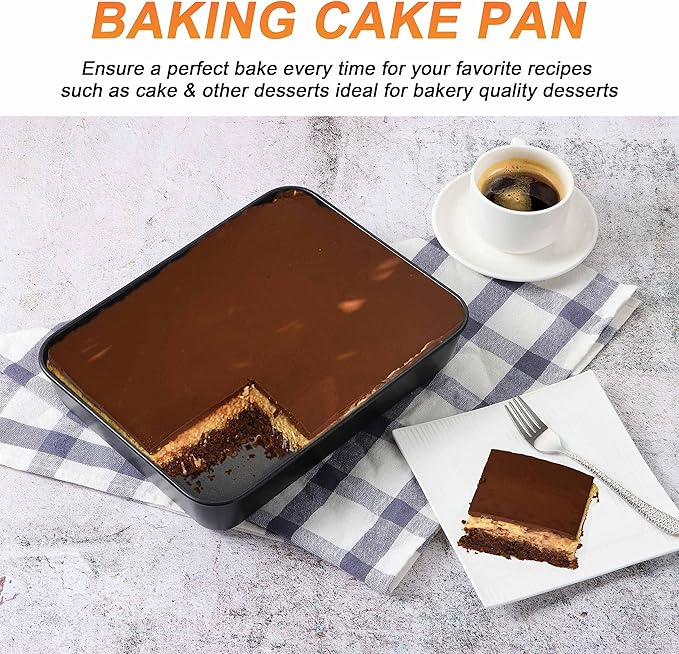 Herogo Deep Baking Pan Set of 2, 8 X 10.5 Inch Non-Stick Sheet Cake Pan for Oven, Rectangle Stainless Steel Lasagna Brownies Casseroles Cakes Bakeware, Oven Safe