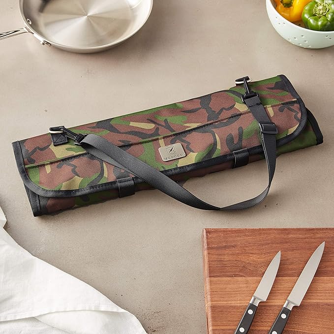 Mercer Culinary 7-Pocket Knife Roll Storage Bag, Camouflage